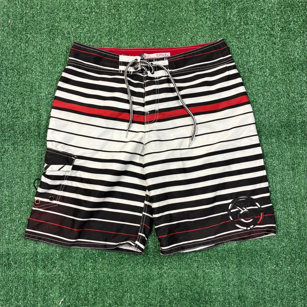 Y2K Ezekiel Surf‎ Striped Board Shorts Mens 32